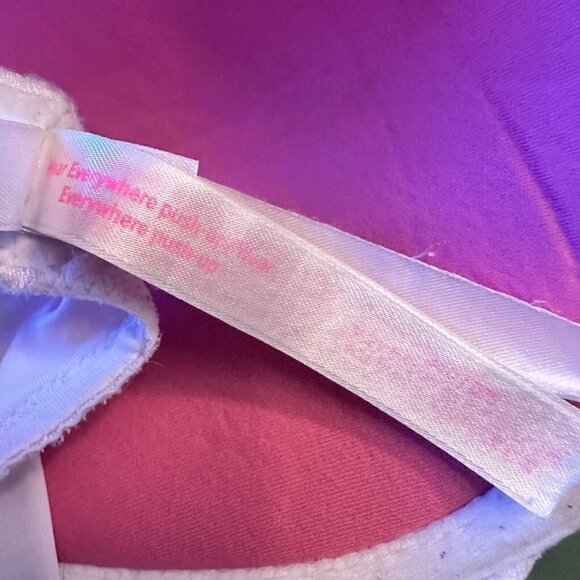 Victoria Secret‎ Black Padded Push Up Bra White Pink 32DD - Picture 4 of 4